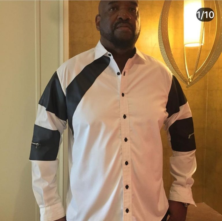 Man in stylish black and white shirt